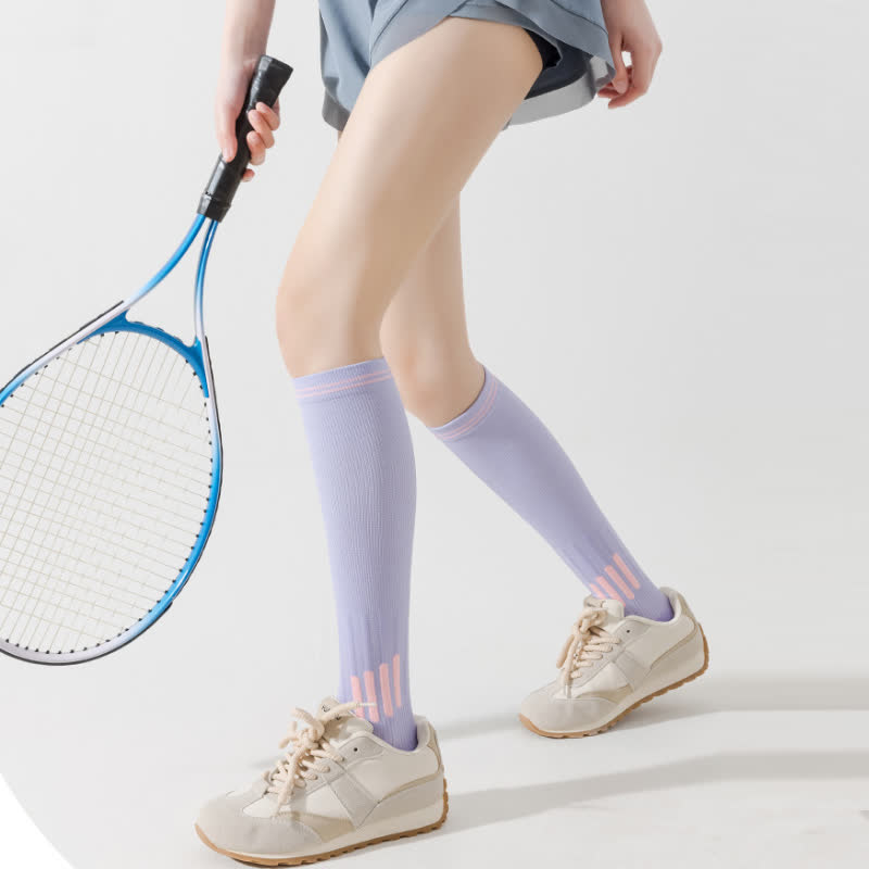 Sport-Kompressions-Kniestrümpfe mit Streifenmuster (6 Paar)