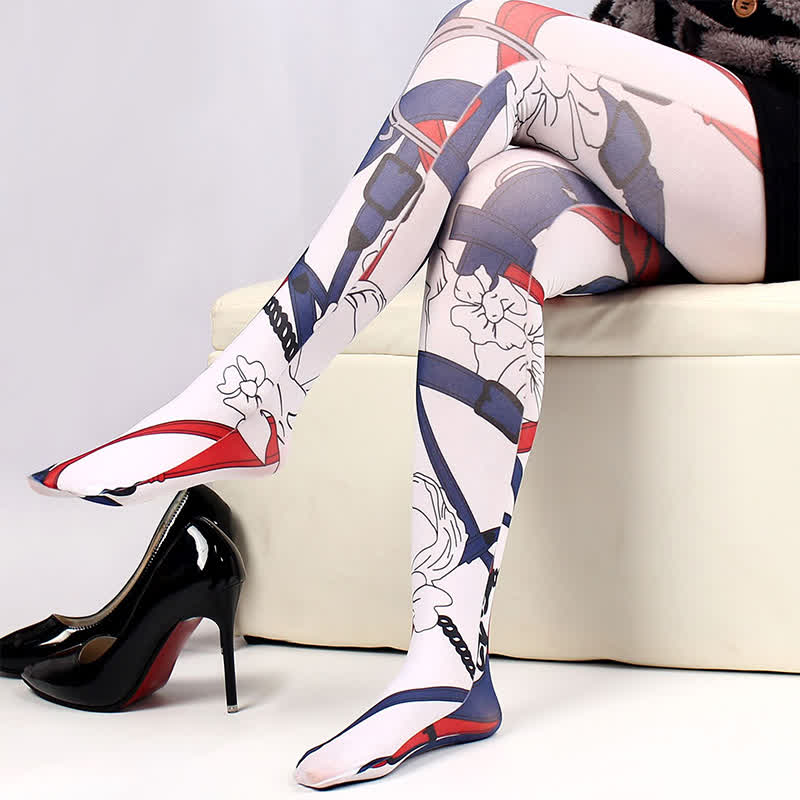 Strumpfhose mit Blumen- und Schmetterlingsmuster - image 5
