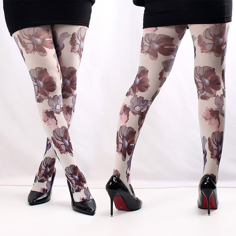 Strumpfhose mit Blumen- und Schmetterlingsmuster - B - Einheitsgröße - image 4