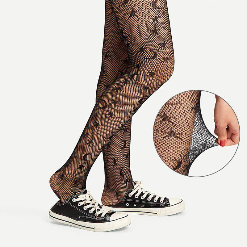 Karierte Strumpfhose mit Sternen und Mond in Übergröße (3 Paar) - C - Einheitsgröße - image 5