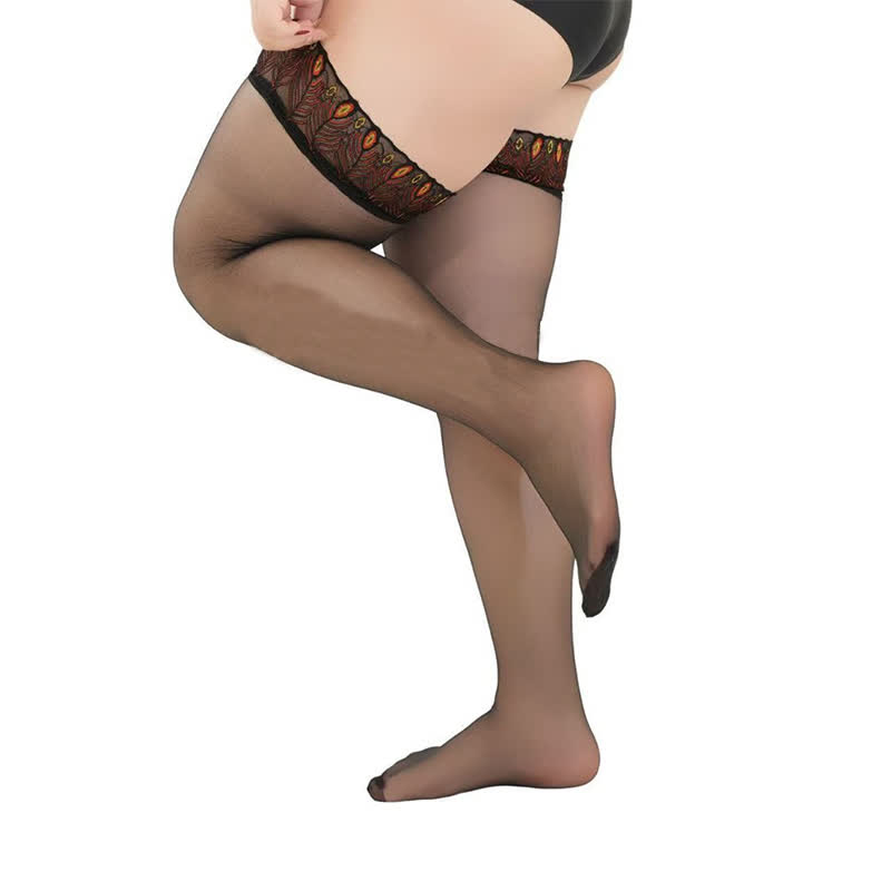 Sexy Strümpfe mit Pfauenspitze und hohem Beinausschnitt (2 Paar)