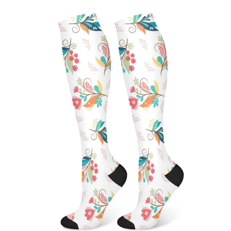 Kompressionsstrümpfe mit künstlerischem Blumenmuster (3 Paar) - Weiß (1 Paar) - S/M - image 6