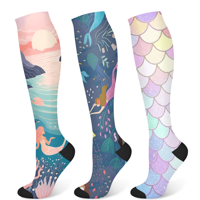 Kompressionsstrümpfe der Mermaid-Serie (3 Paar) - Mehrfarbig - S/M - image 5