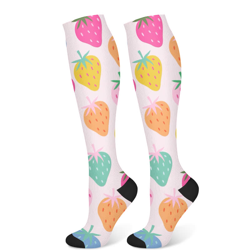 Kompressionsstrümpfe mit Heißluftballon-Aufdruck und Blumenmotiv (3 Paar) - Hellrosa (1 Paar) - S/M - image 7