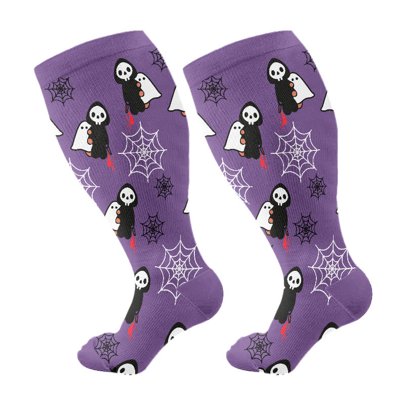 Süße Kompressionsstrümpfe im Halloween-Stil in Übergröße (3 Paar) - Lila (1 Paar) - 4XL - image 12