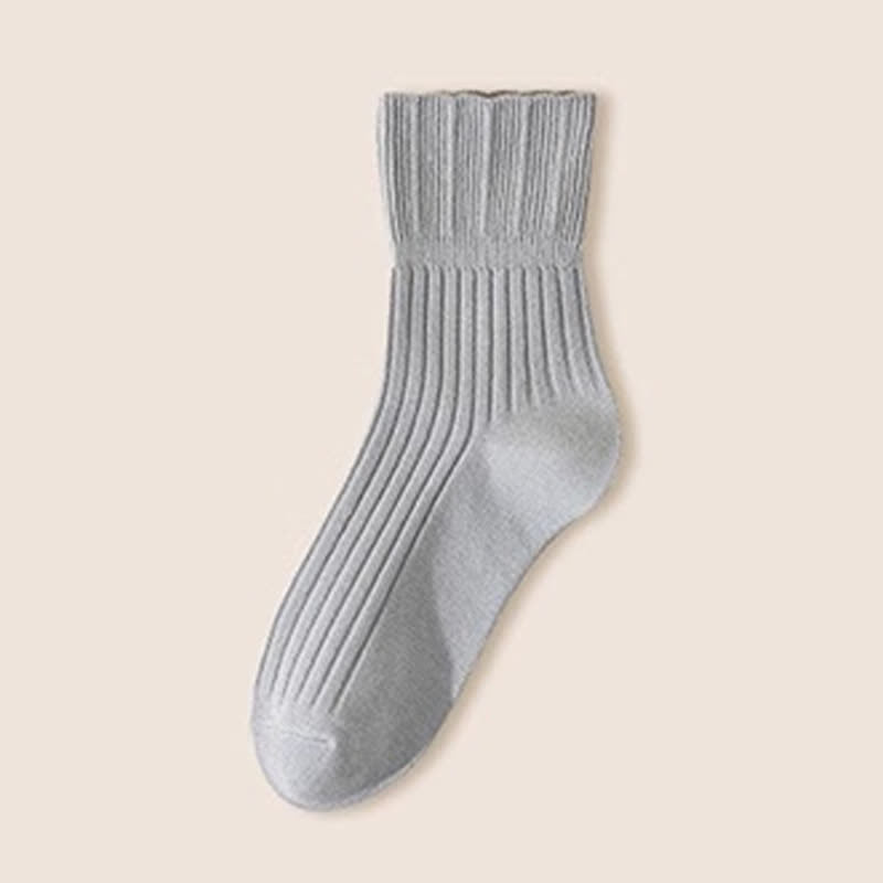 Locker sitzende Viertelsocken aus Baumwolle mit gekräuseltem Rand (4 Paar)