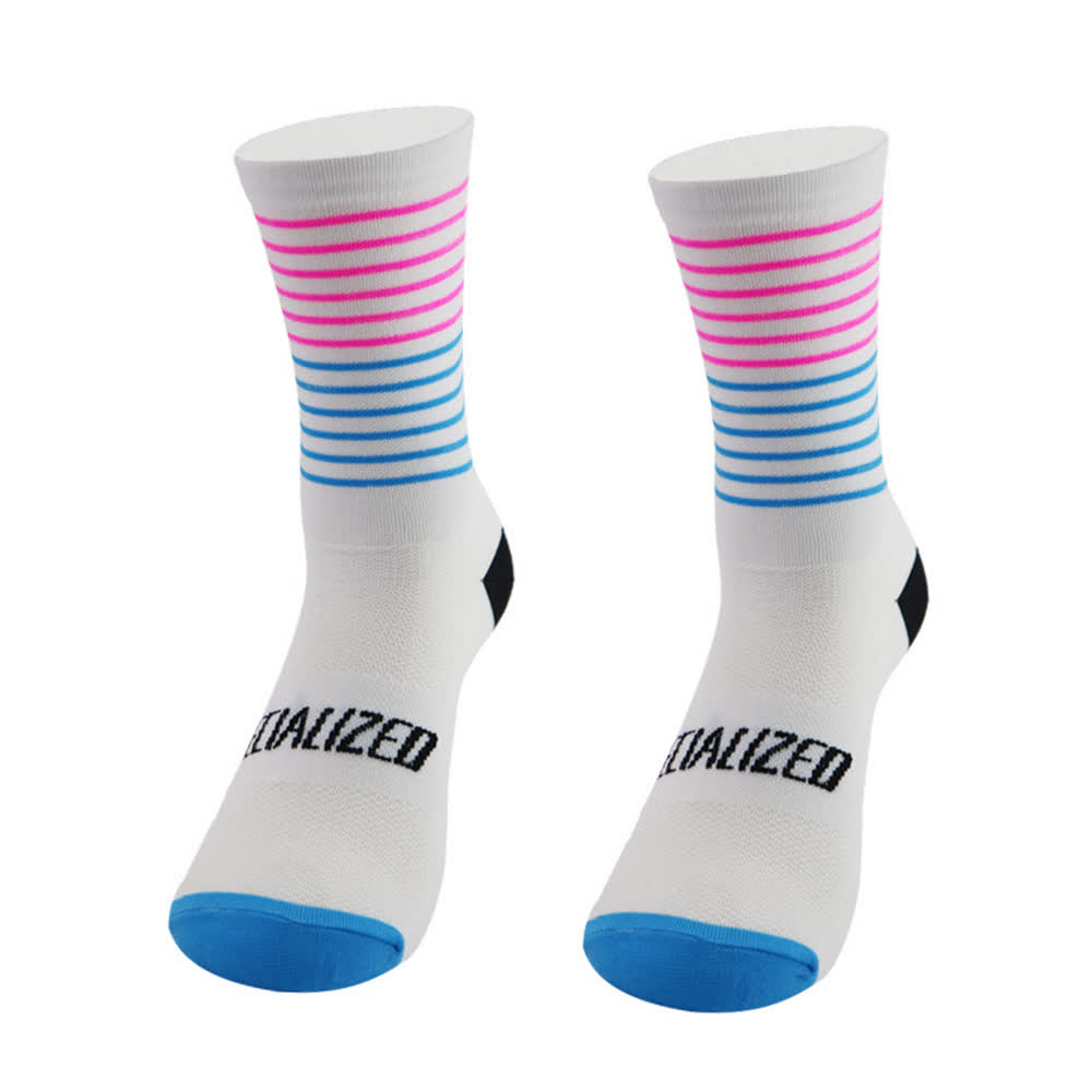 Radsport-Kompressionssocken mit Streifenmuster (4 Paar)