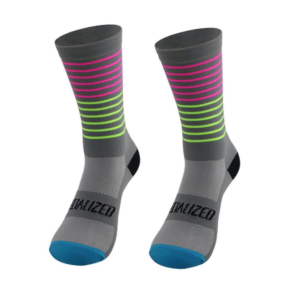 Radsport-Kompressionssocken mit Streifenmuster (4 Paar)