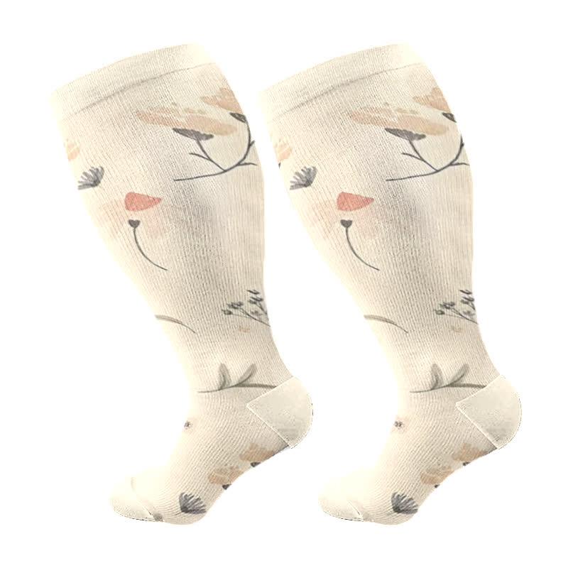 Kompressionsstrümpfe „Pfirsichblüte“ in Übergröße (3 Paar) - Beige - 4XL - image 8