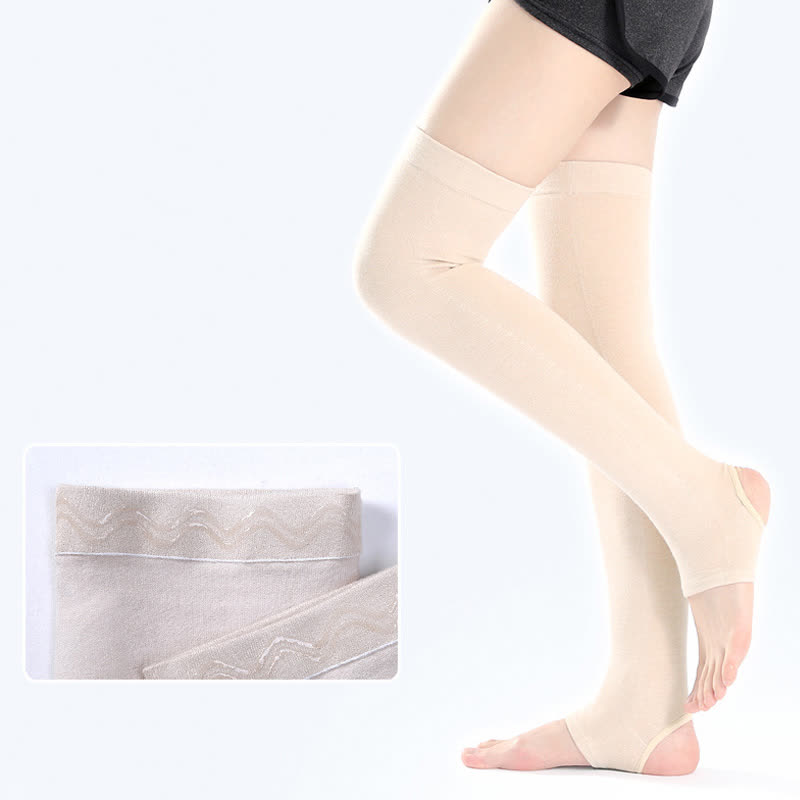 Oberschenkelmanschetten aus reiner Baumwolle mit rutschfestem Silikongriff - Beige - XL - image 9