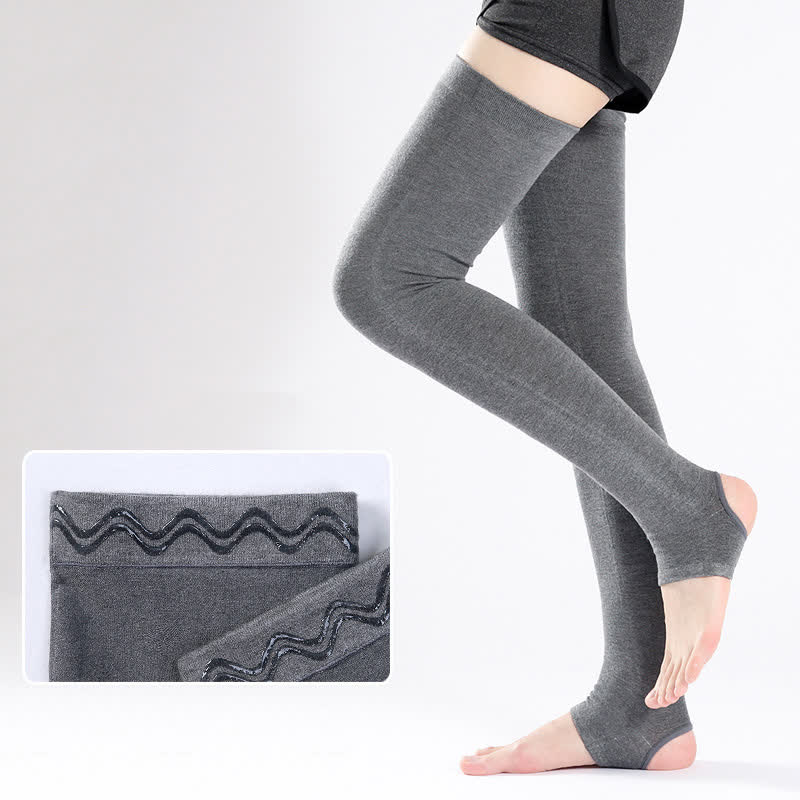 Einfarbige Oberschenkelmanschetten aus Baumwolle mit rutschfestem Silikongriff - Dunkelgrau - XL - image 2