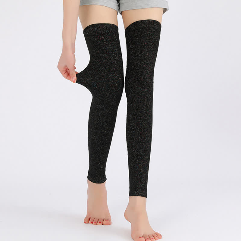 Einfarbige, dünne, elastische Strick-Oberschenkelärmel