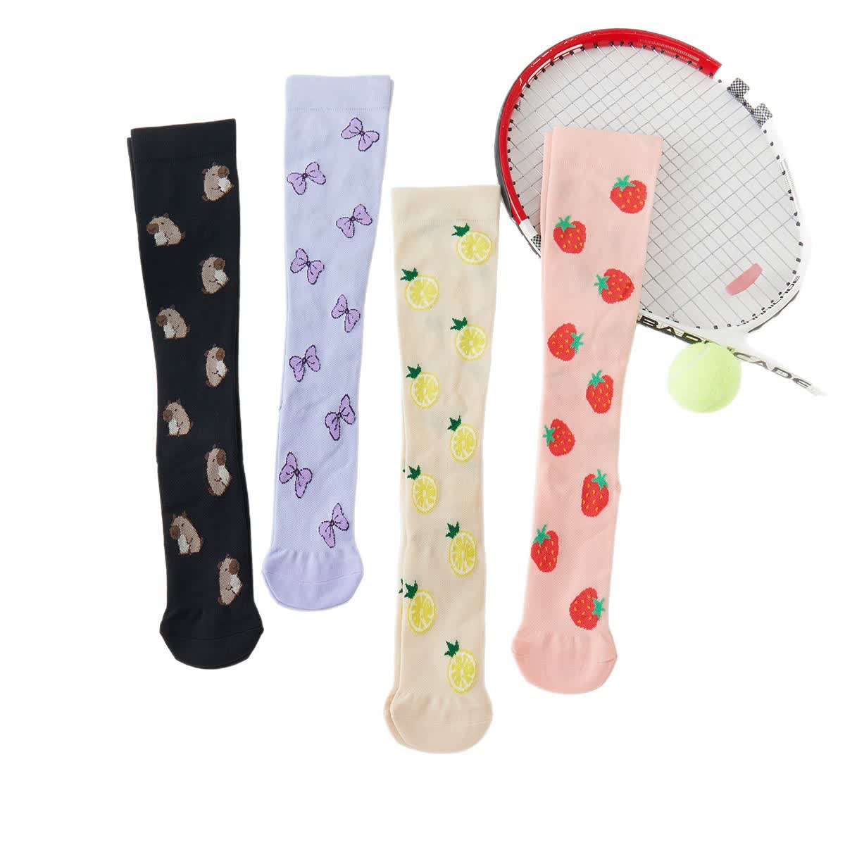 Kompressions-Kniestrümpfe mit Frucht-Animal-Print (4 Paar) - Mehrfarbig - EU37-42 (US4-8,5) - image 2