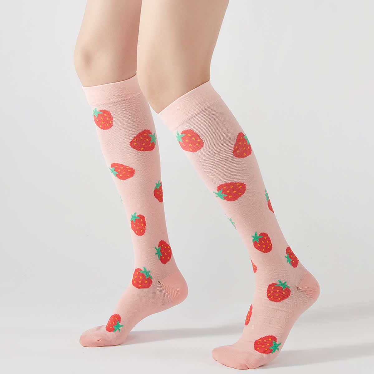 Kompressions-Kniestrümpfe mit Frucht-Animal-Print (4 Paar) - Rosa - EU37-42 (US4-8,5) - image 1