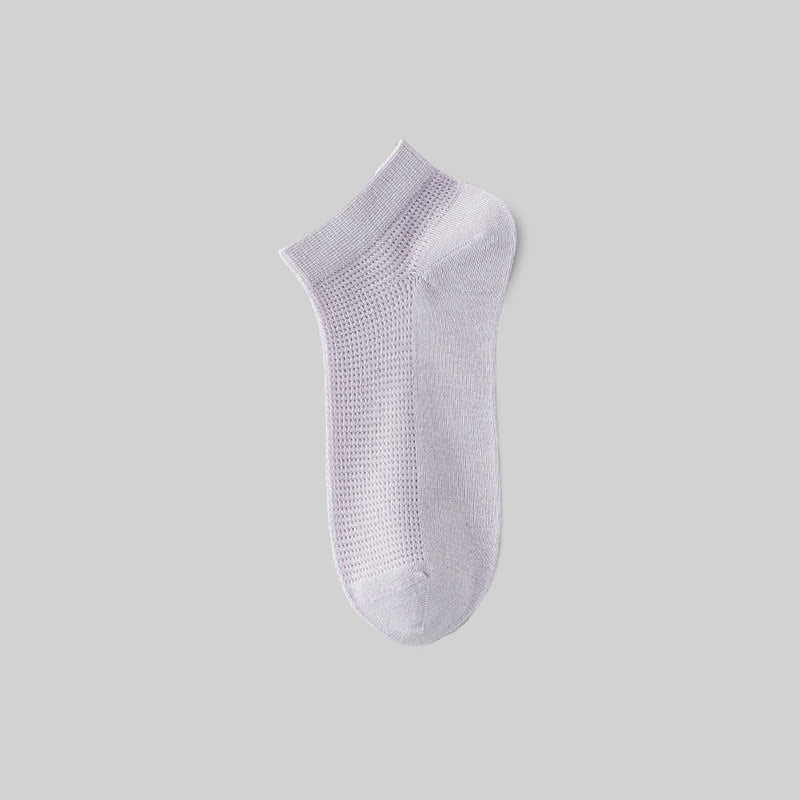 Netzartige, atmungsaktive Knöchelsocken aus Maulbeerseide (5 Paar) - Hellviolett - EU36-40 (US3-7) - image 14