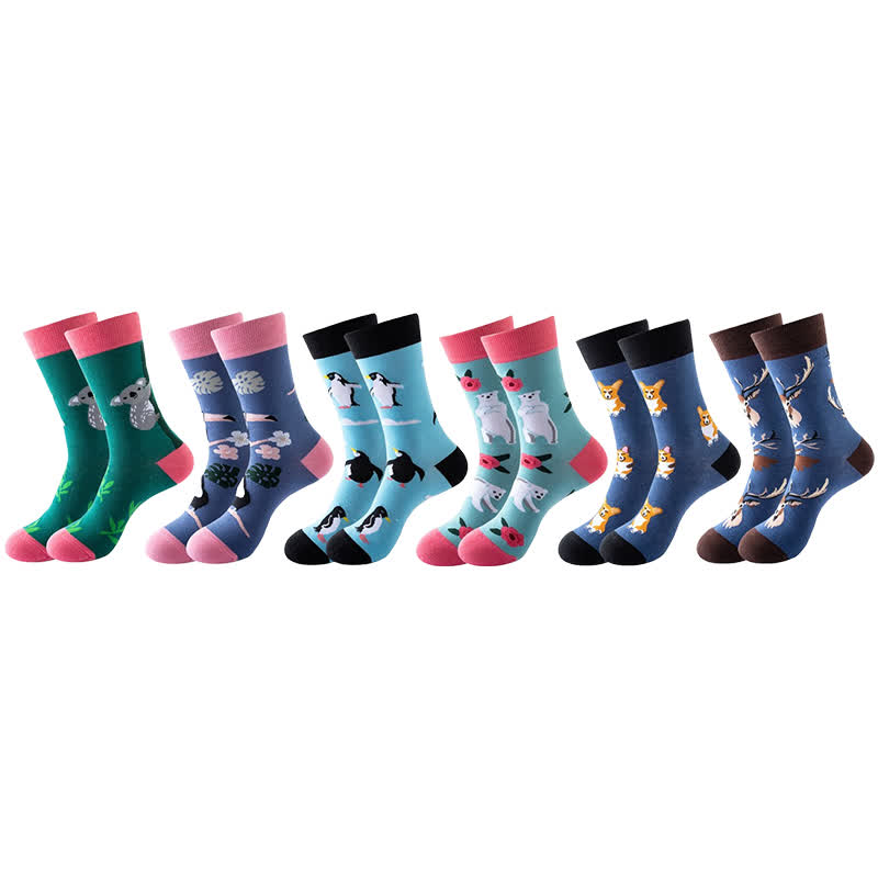 Viertelsocken der Animal-Serie (6 Paar) - Mehrfarbig - EU36-43 (US3-9) - image 1