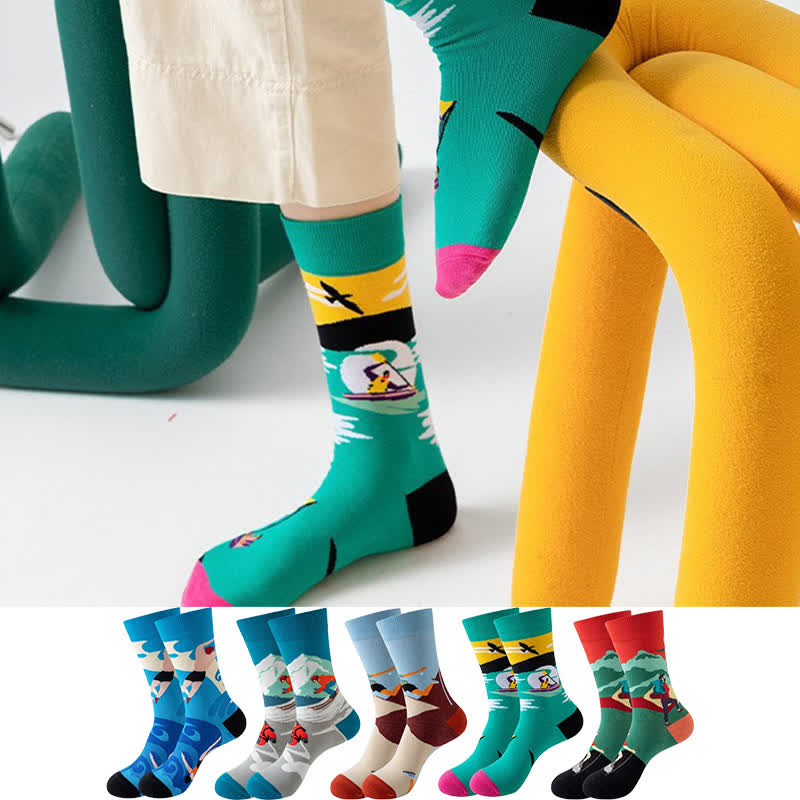 Viertelsocken der Outdoor Sports Print-Serie (5 Paar) - Mehrfarbig - EU36-43 (US3-9) - image 1