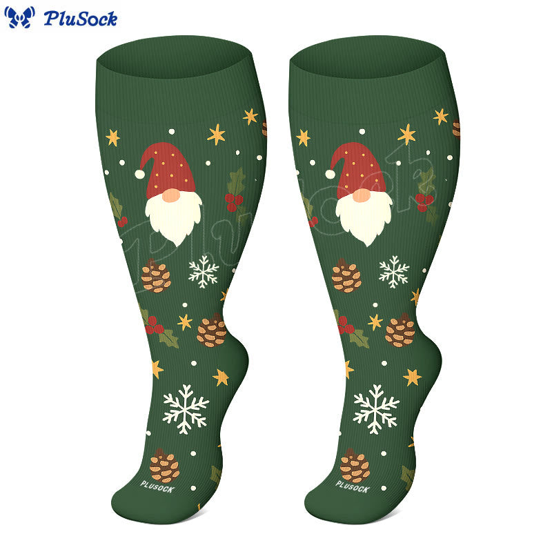 Kompressionsstrümpfe mit Weihnachtswichteln und Vögeln in Übergröße - image 2