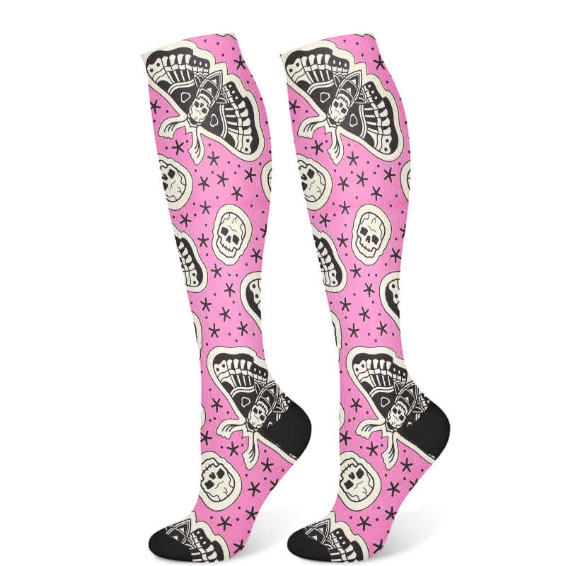 Kompressionsstrümpfe mit gruseligem Halloween-Cartoon-Aufdruck (3 Paar) - Rosa (1 Paar) - S/M - image 7