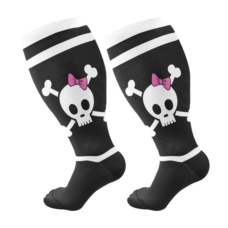 Kompressionsstrümpfe mit lustigem Halloween-Totenkopf-Print in Übergröße - D - 4XL - image 10