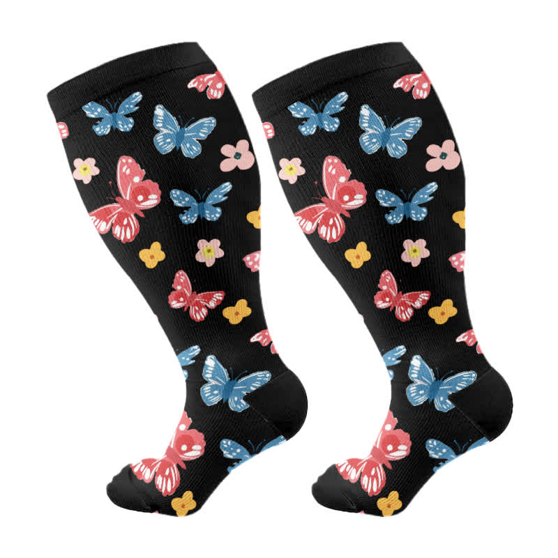 Kompressionsstrümpfe der Butterfly Flower-Serie in Übergröße (3 Paar) - Schwarz (1 Paar) - 4XL - image 7
