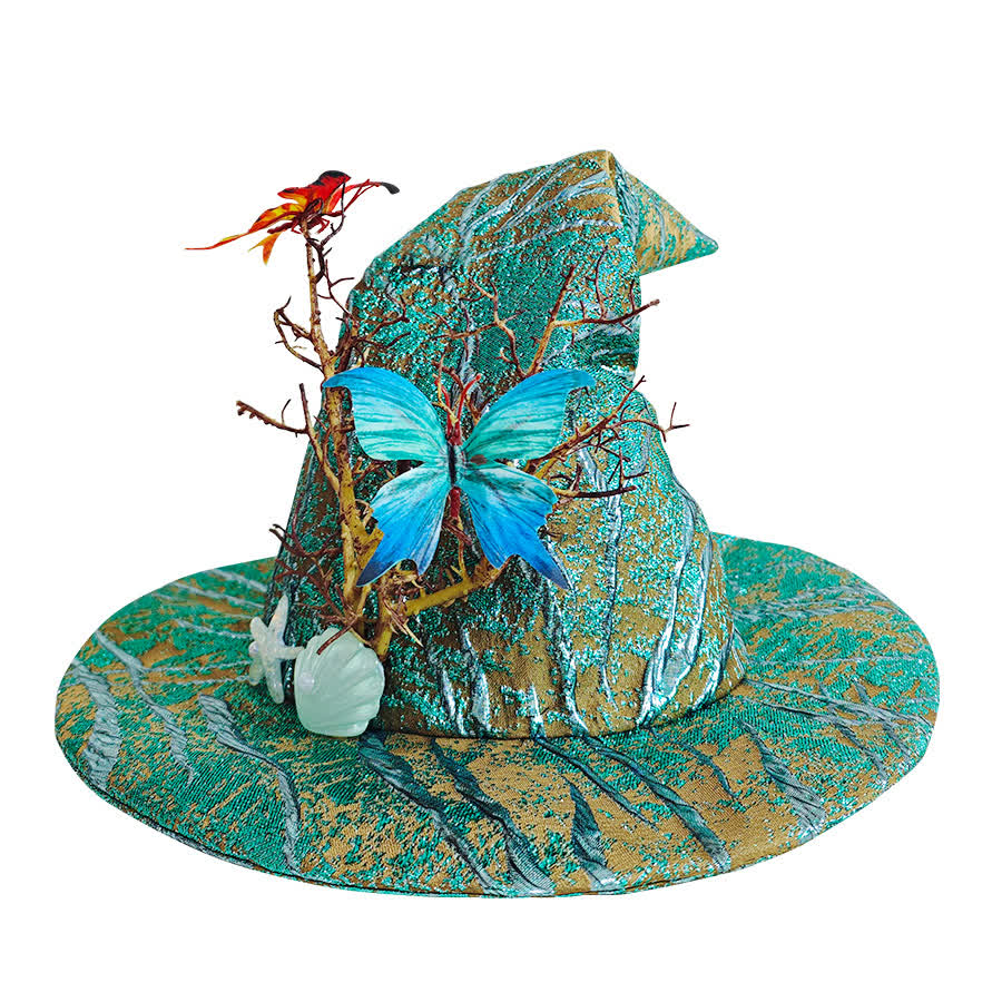 Halloween Hexenhut mit Schmetterlingsmuschel - Grün - Einheitsgröße - image 3