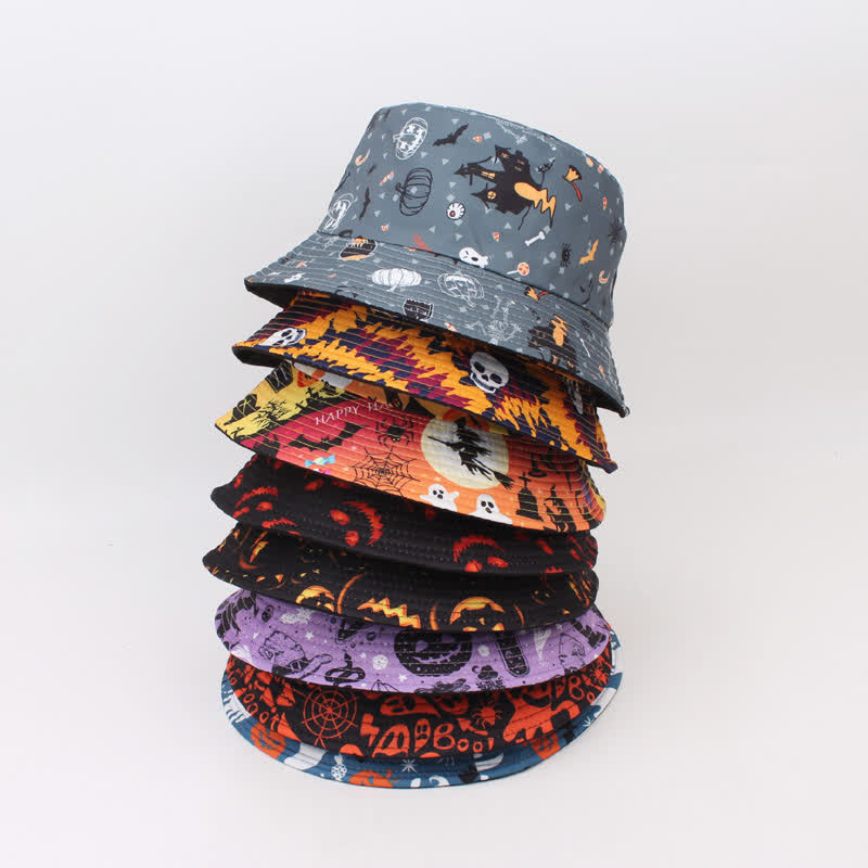 Fischerhut mit Halloween-Spooky-Print in Übergröße - image 2