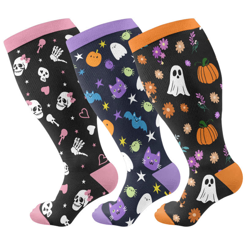 Kompressionsstrümpfe mit Halloween-Motiv in Übergröße (3 Paar) - Mehrfarbig - 4XL - image 2