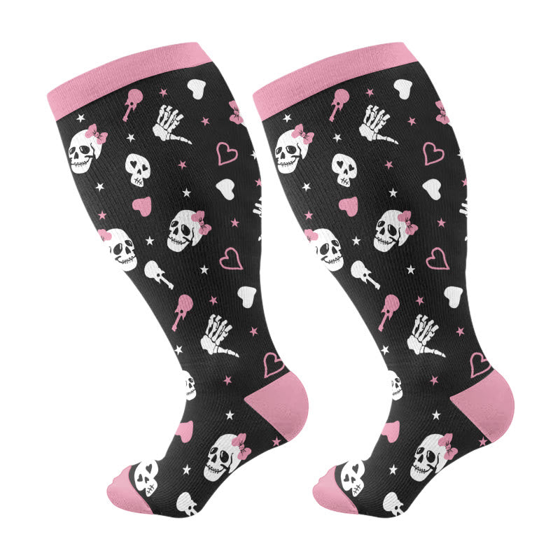 Kompressionsstrümpfe mit Halloween-Motiv in Übergröße (3 Paar) - Rosa (1 Paar) - 4XL - image 6
