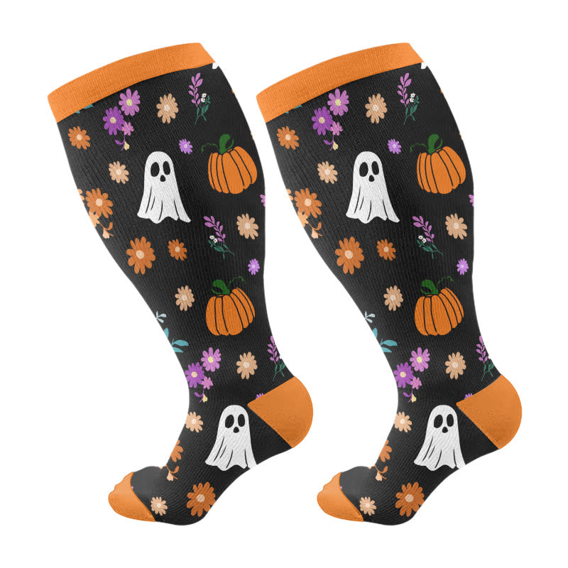 Kompressionsstrümpfe mit Halloween-Motiv in Übergröße (3 Paar) - Orange (1 Paar) - 4XL - image 8