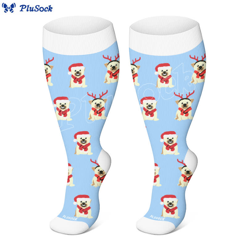 Weihnachts-Kompressionsstrümpfe mit Schneeflockenmotiv und Weihnachtsmann in Übergröße (3 Paar) - image 3