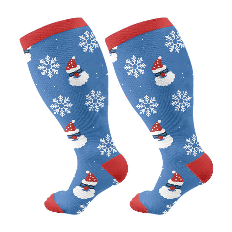 Weihnachts-Kompressionsstrümpfe mit Schneeflockenmotiv und Weihnachtsmann in Übergröße (3 Paar) - Blau (1 Paar) - 4XL - image 6