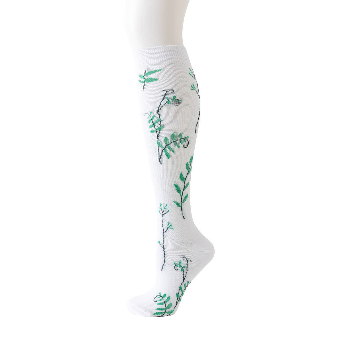 Weiße Kompressionsstrümpfe der Blumenserie (6 Paar) - Grün - L/XL - image 6