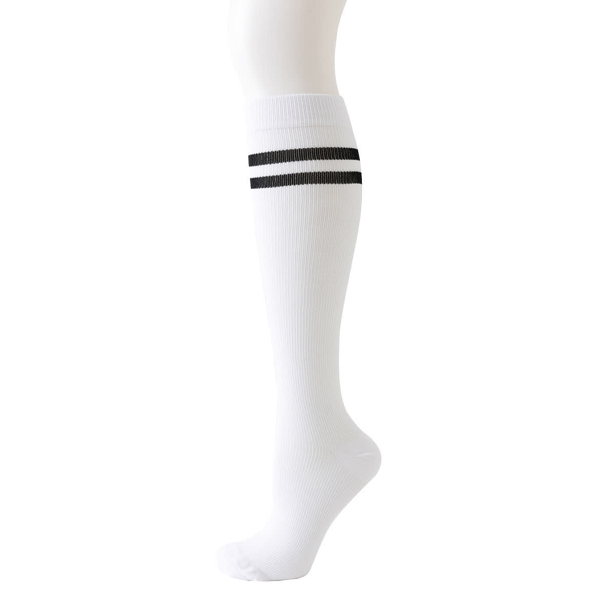 Gestreifte kniehohe Kompressionsstrümpfe (6 Paar) - Weiß - L/XL - image 7