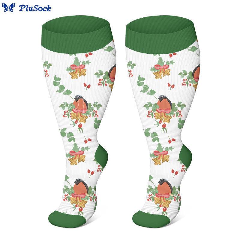 Kompressionsstrümpfe mit Weihnachtsvögeln in Übergröße (3 Paar) - image 2