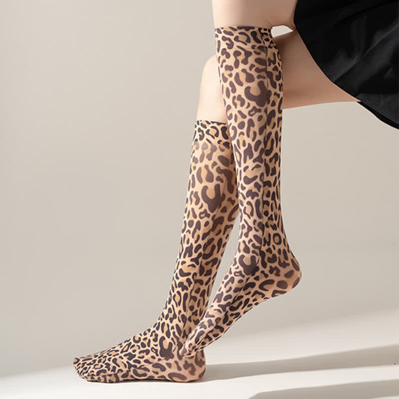 Kniestrümpfe mit wildem Leoparden-Camouflage-Print (5 Paar) - image 1