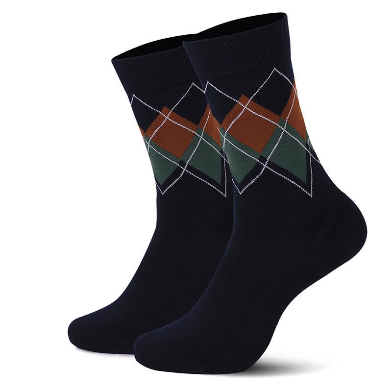 Viertelsocken im britischen Stil mit Rautenmuster (4 Paar) - Schwarz - EU38-47 (US5-12) - image 3