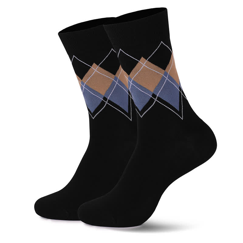 Viertelsocken im britischen Stil mit Rautenmuster (4 Paar) - Schwarz&Blau - EU38-47 (US5-12) - image 12