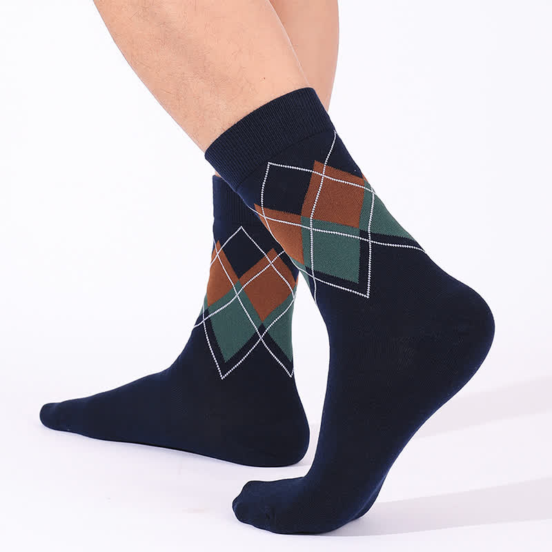 Viertelsocken im britischen Stil mit Rautenmuster (4 Paar) - image 2