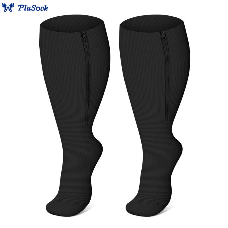 2XL-7XL Plus Size Klassische Kompressionsstrümpfe mit Reißverschluss (3 Paar) - Schwarz - 7XL - image 14