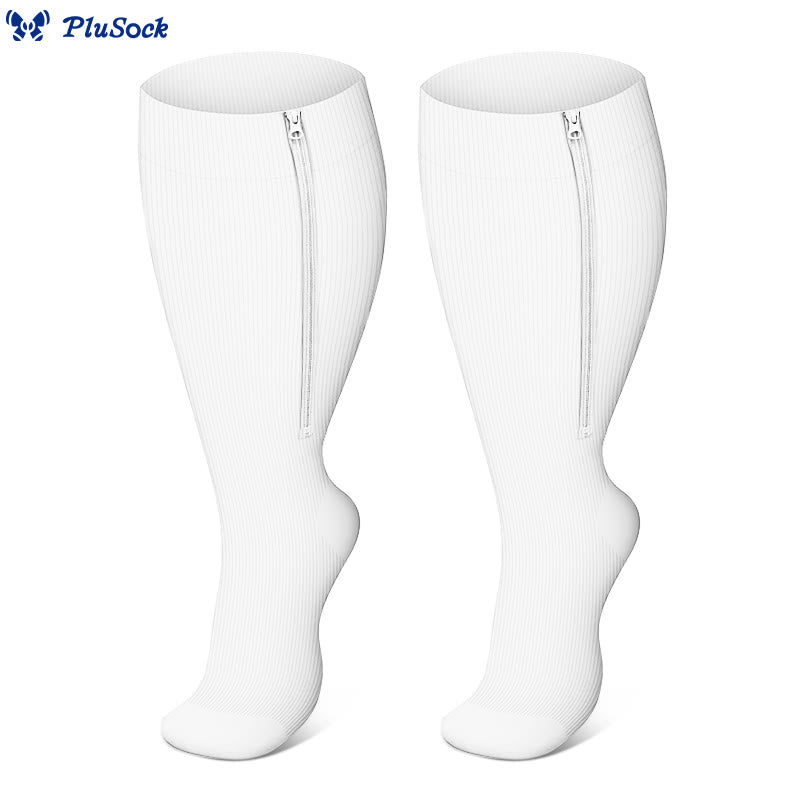 2XL-7XL Plus Size Klassische Kompressionsstrümpfe mit Reißverschluss (3 Paar) - Weiß - 7XL - image 13