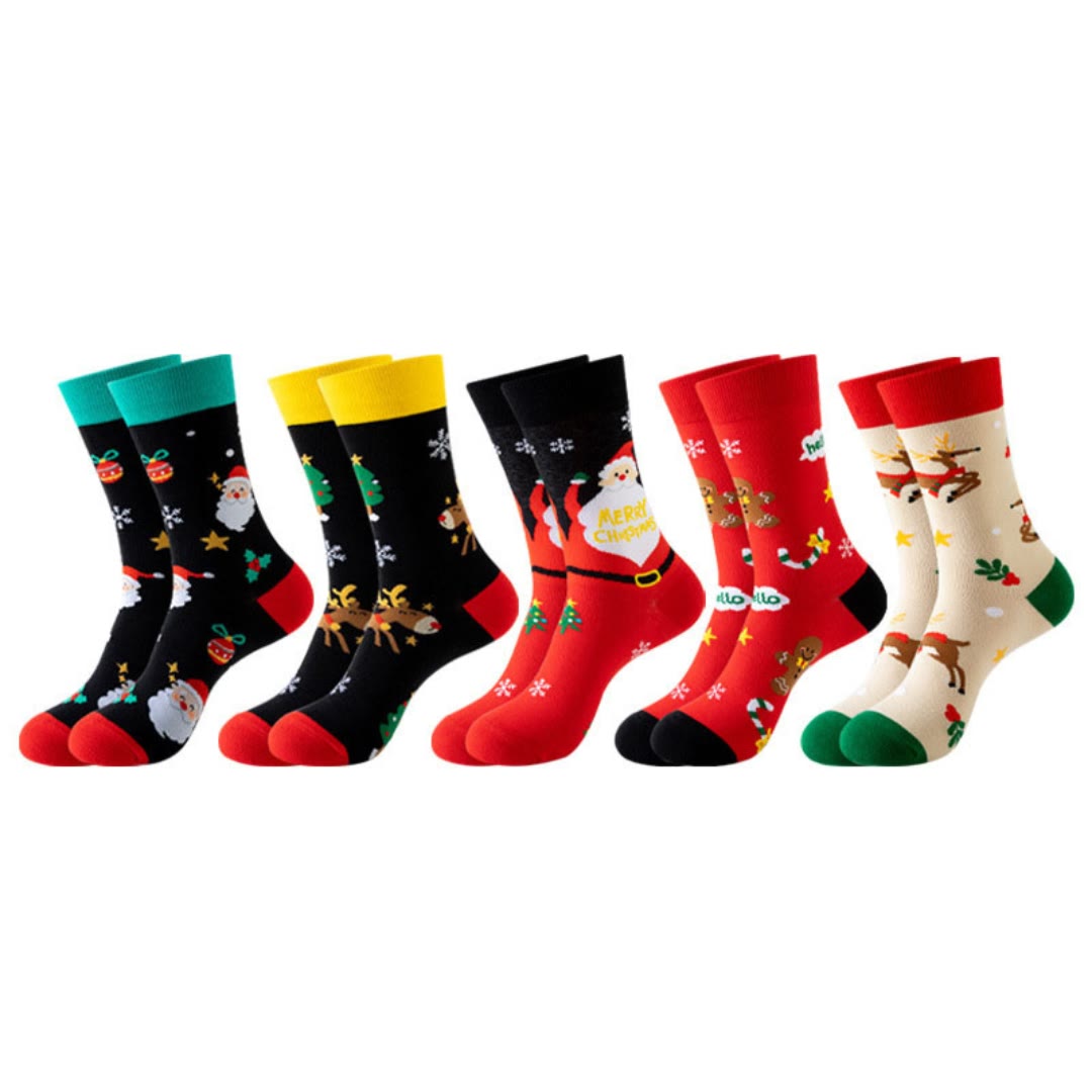 Viertelsocken mit Weihnachtsmuster in Übergröße (3 Paar) - Mehrfarbig A - EU37-44 (US4-10) - image 15
