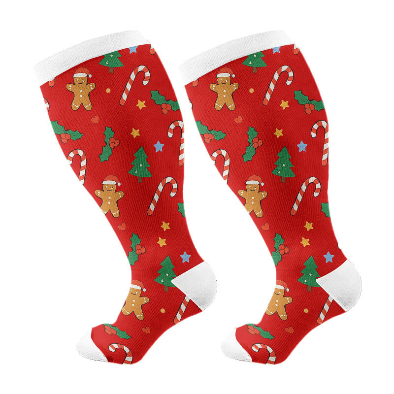 Jolly Christmas Kompressionsstrümpfe in Übergröße - Rot - 4XL - image 6