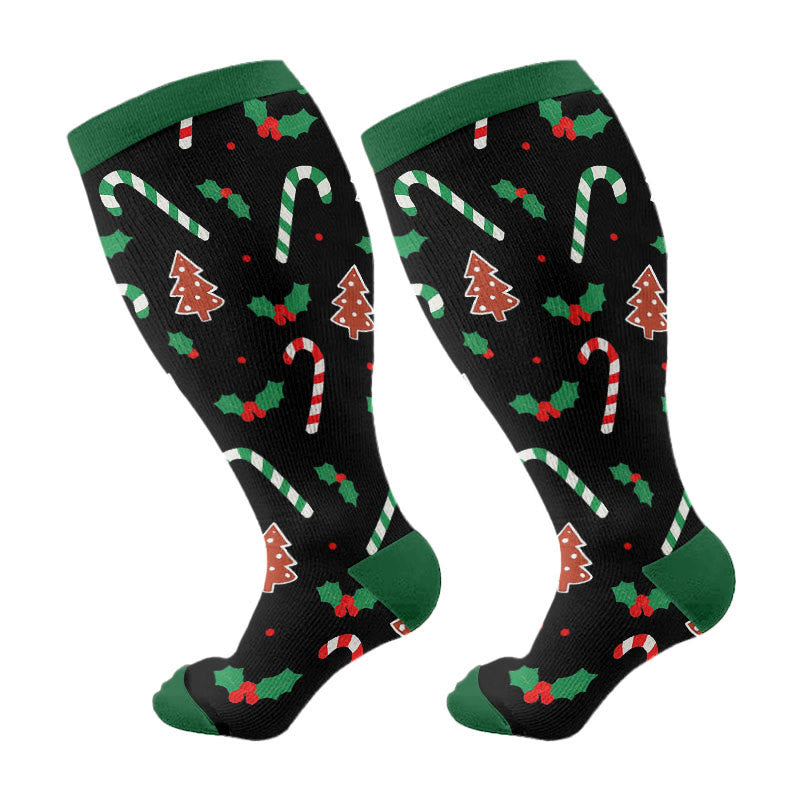 Jolly Christmas Kompressionsstrümpfe in Übergröße - Schwarz - 4XL - image 5