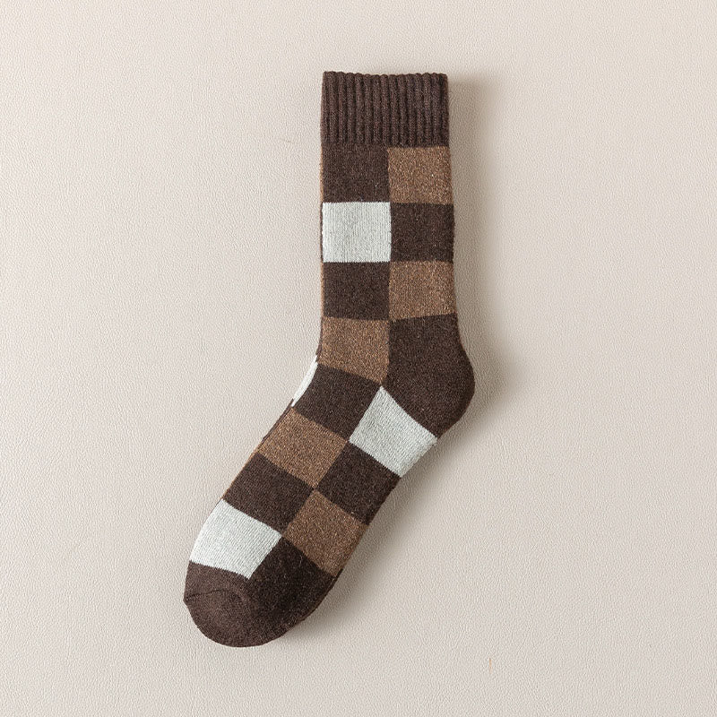 Warme karierte Viertelsocken in Übergröße (3 Paar) - Kaffee - EU39-44(US6-10) - image 6