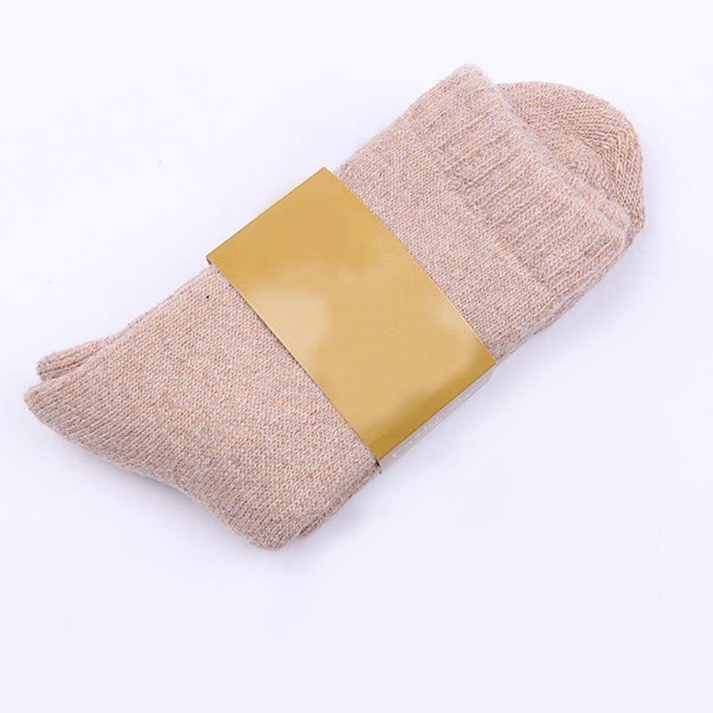 Viertelsocken aus einfarbiger Wolle (5 Paar) - Khaki - EU39-44(US6-10) - image 6