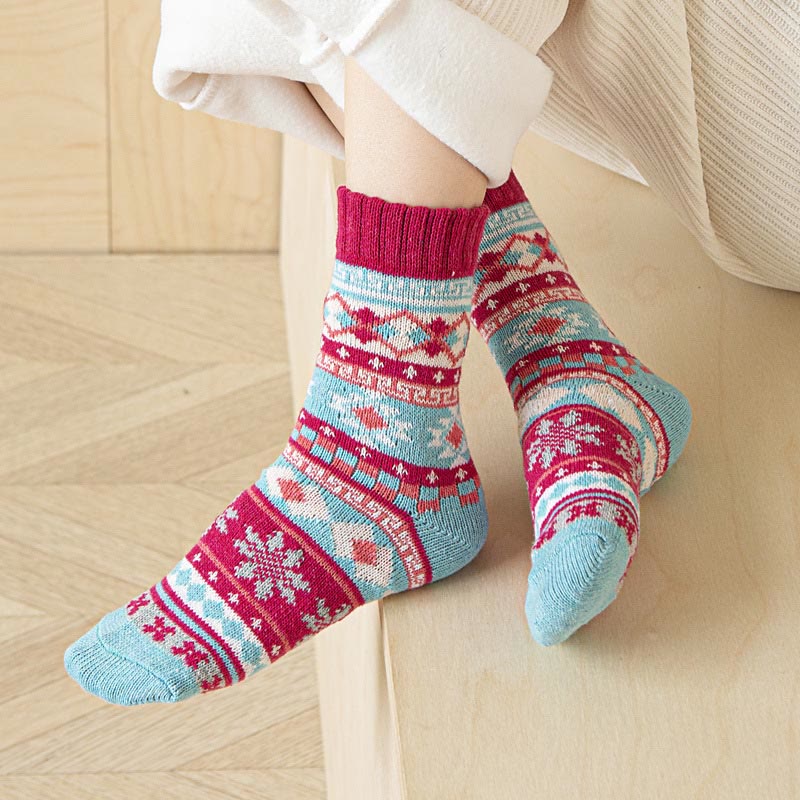 Dicke Viertelsocken im Ethno-Stil (5 Paar) - image 1