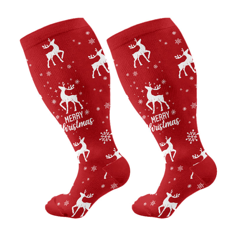 Kompressionsstrümpfe in Übergröße, Schneemann, Wal, Elch (3 Paar) - Rot (1 Paar) - 4XL - image 7