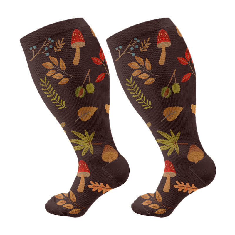 Herbst-Kompressionsstrümpfe mit Igelmotiv in Übergröße - Braun - 4XL - image 5