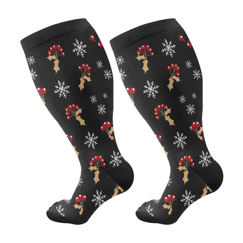 Kompressionsstrümpfe mit Dackel-Schneemann-Motiv in Übergröße (3 Paar) - Schwarz (1 Paar) - 4XL - image 7